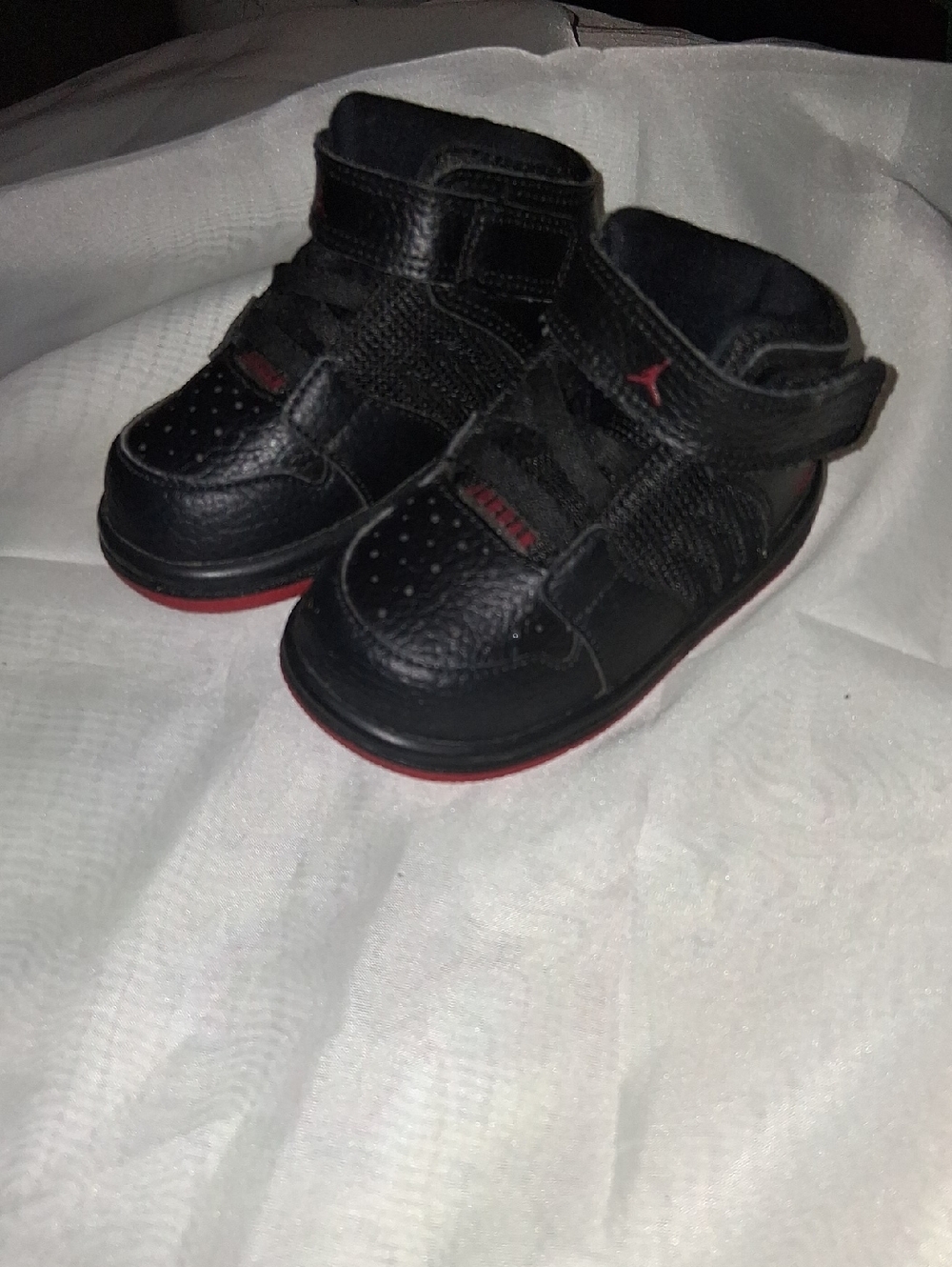 Jordan Kids Black and Red High-Top Sneakers